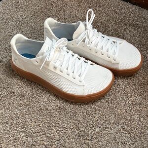 Flux Knit Trainers White Sneakers with Brown Sole